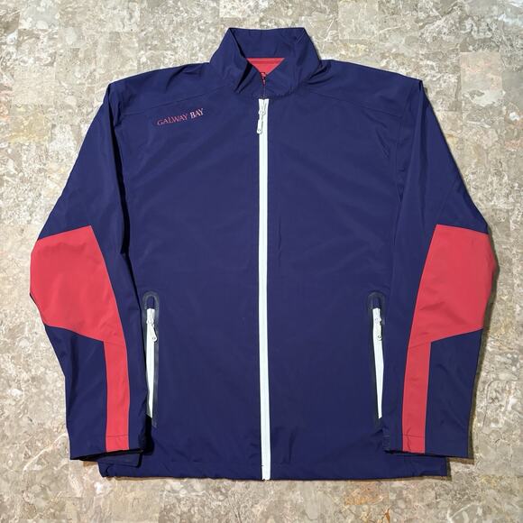 Galway Bay Jacket Mens XL Blue Red Colorblock Full Zip Windbreaker Rain Golf - Picture 2 of 10